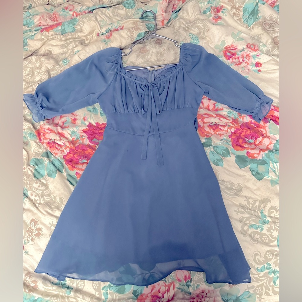Dusty sky blue 3/4 sleeve dress